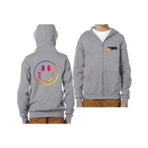 Gillen Brewer Youth Smiley Face Gray Zipper-Front Hoodie