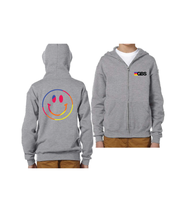 Gillen Brewer Smiley Face Gray Zipper-Front Hoodie